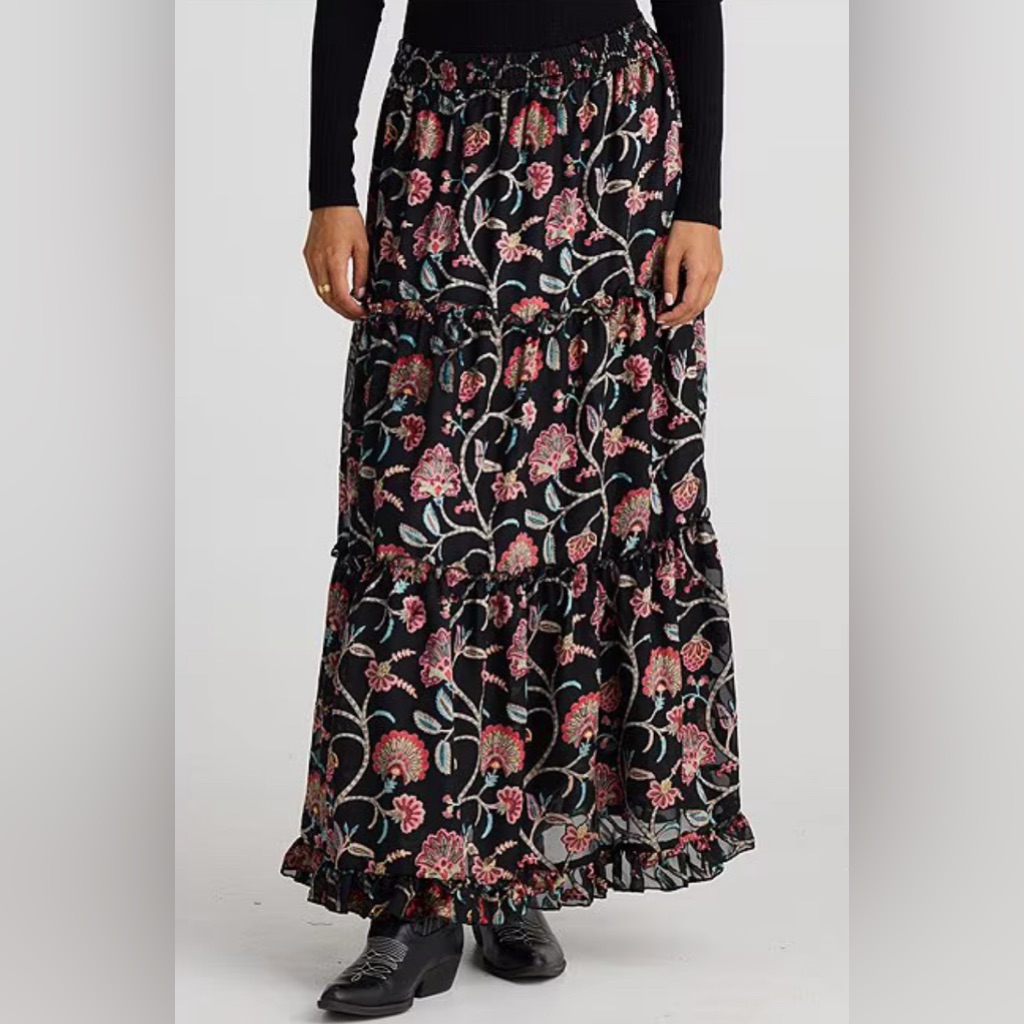 Talisman Mantra Floral Velvet Maxi Skirt
